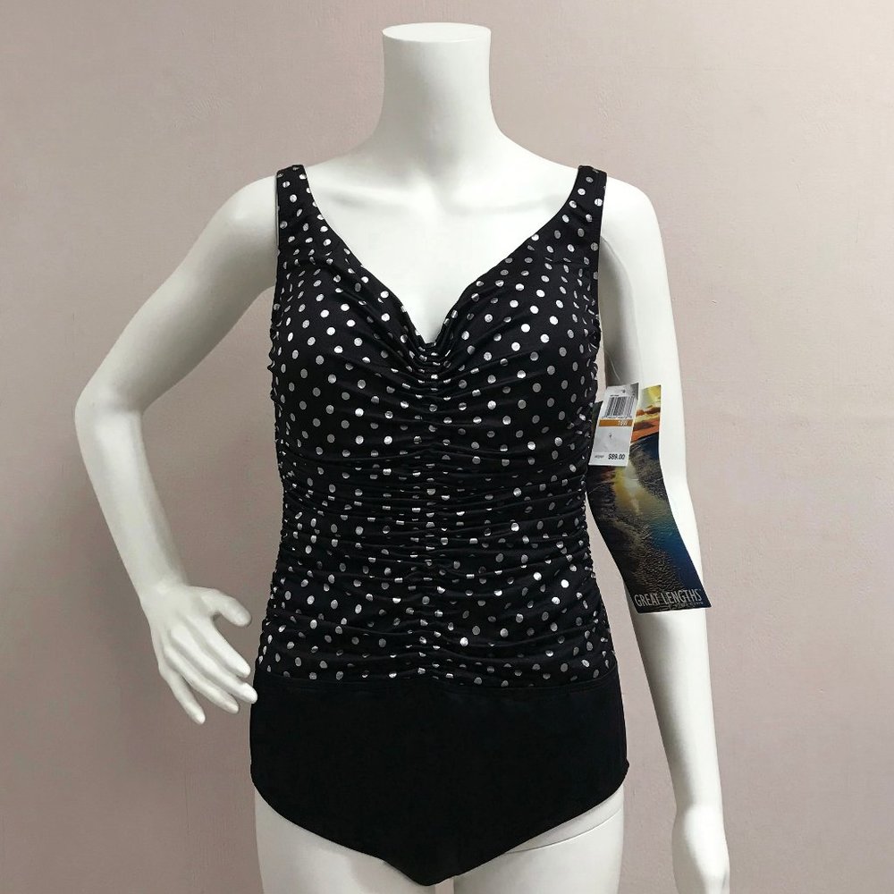 Great Lengths Polka Dot One piece Swim Suit Plus Size 16W NWT